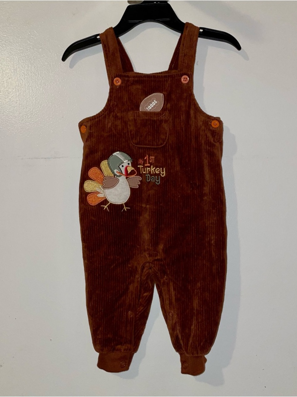 6/9m Baby’s First Thanksgiving Overalls